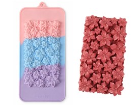Molde silicona tableta chocolate textura flores primavera
